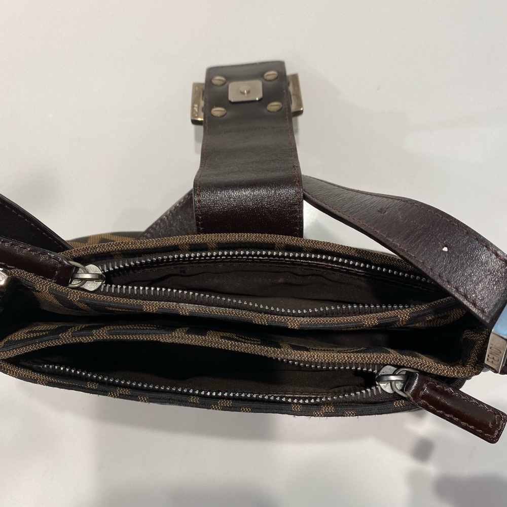 Stunning well loved Fendi mini Zucca print canvas shoulder bag.